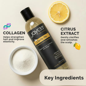 Jaycee Naturals Clarify Me bottle back label with ingredients and guidance.