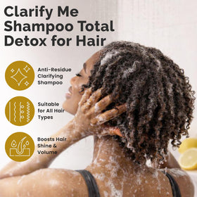Jaycee Naturals Clarify Me scalp wash demonstrates buildup removal and refreshment.