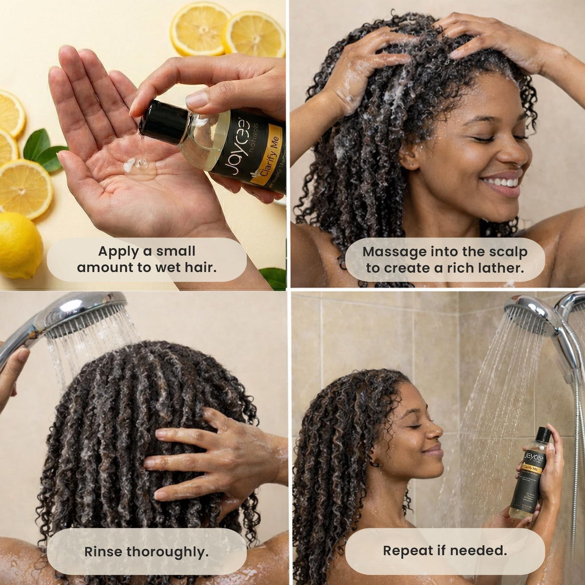 Jaycee Naturals Clarify Me textured hair care image showcases versatile cleansing.
