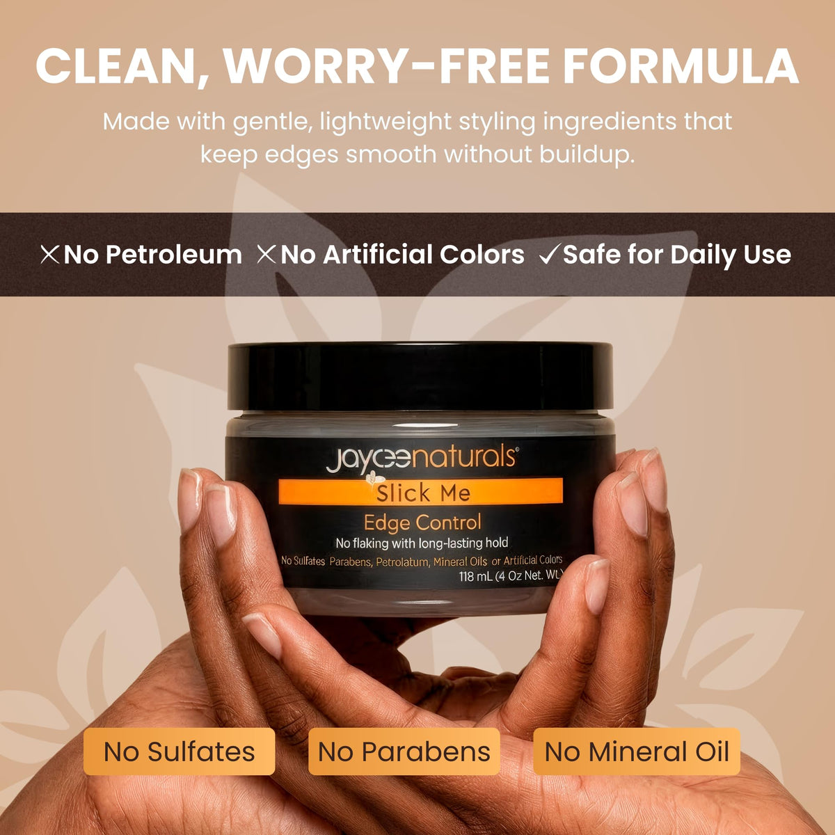 Jaycee Naturals Slick Me Edge Control gentle formula suits sensitive hairlines.