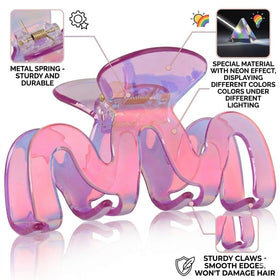 Jayongnee Y2K octopus wave clip with rainbow holographic finish for stylish daily wear.