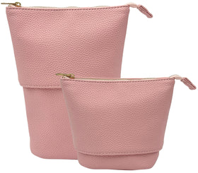 JAZD travel makeup brush bag standup in pink for on-the-go organization