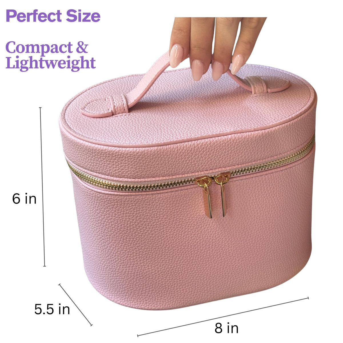 JAZD vanity case interior open to reveal makeup and toiletries.