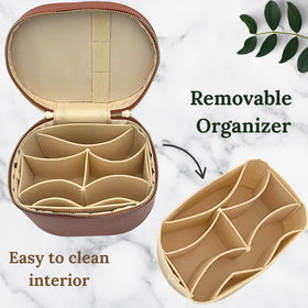 JAZD vanity case travel-ready design fits carry-on and tote bags.