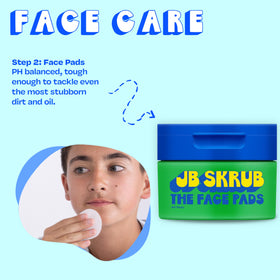 JB SKRUB Toner Pads in use on skin showing gentle exfoliation