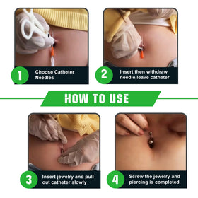 Jconly five-size kit demonstrates 14G–22G range for ears, cartilage, and navels.