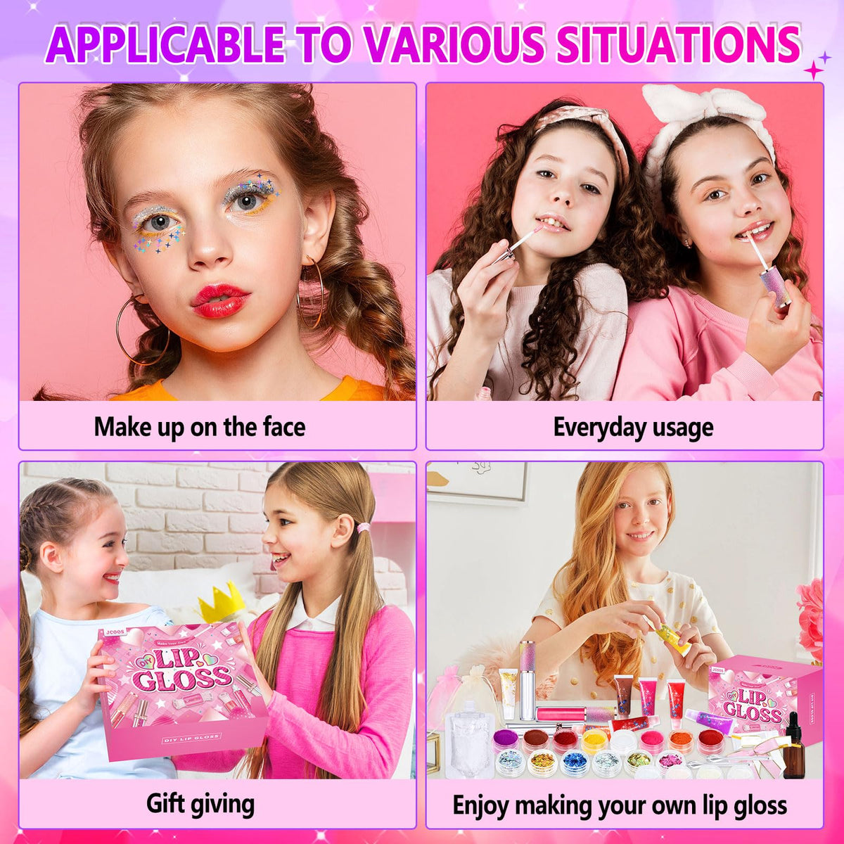 Jcoos butterfly stickers make playful decoration on lip gloss tubes.