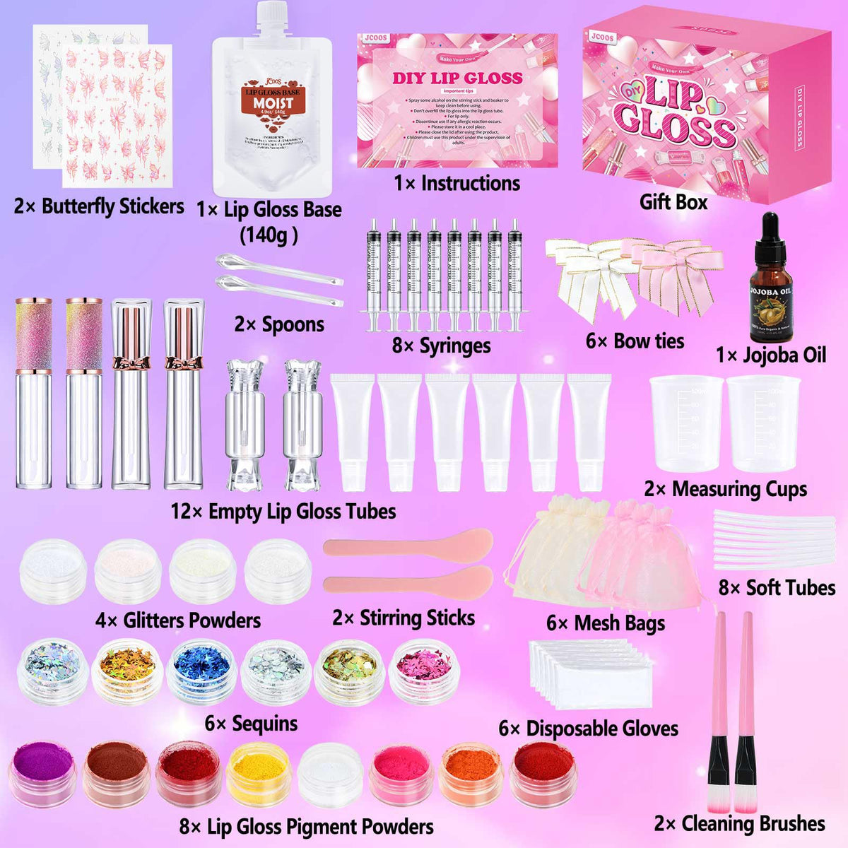 Jcoos lipgloss pigment colors offering vibrant options for personalized shade creation.