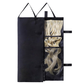 JCWPVA travel halo hair extensions holder bag with PVC protects against dust during travel.