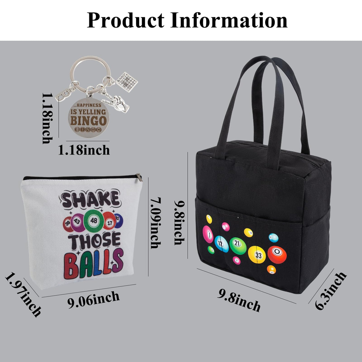 JDGHGB bingo makeup bag with zipper secures cosmetics during travel