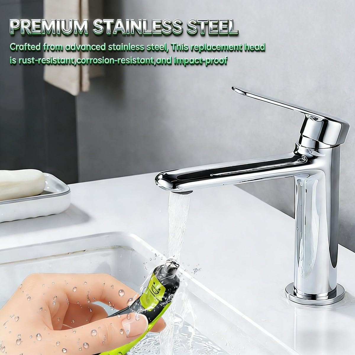 JDHAVMOS waterproof replacement head supports easy cleaning for wet-use grooming.