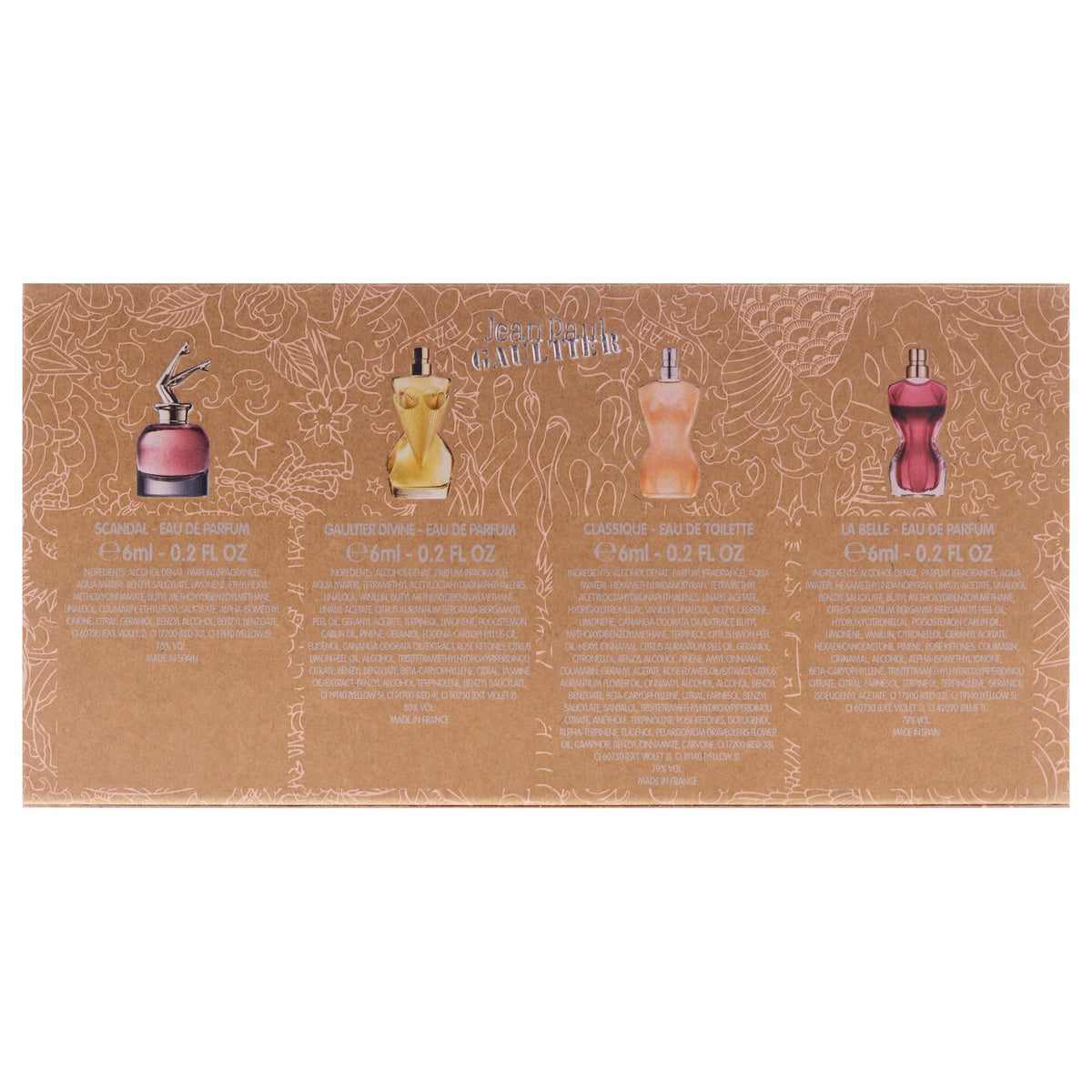 Jean Paul Gaultier collectible minis pack, gift-worthy keepsake for fragrance lovers.