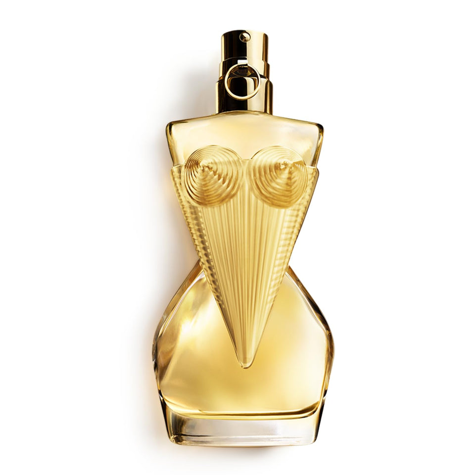Jean Paul Gaultier Gaultier Divine bottle front view, iconic golden corset for all-day wear.