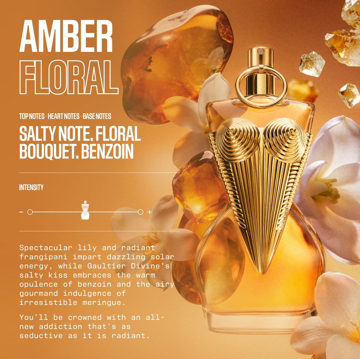 Close-up of the cap on the Divine Le Parfum Intense bottle, premium design