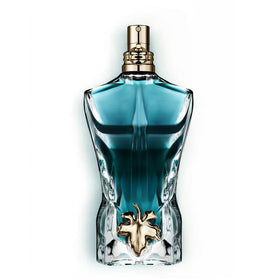 Jean Paul Gaultier Le Beau bottle front view showcases its masculine silhouette.