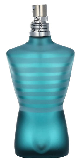 Jean Paul Gaultier Le Male close-up bottle emphasizing woody notes for lasting impression.