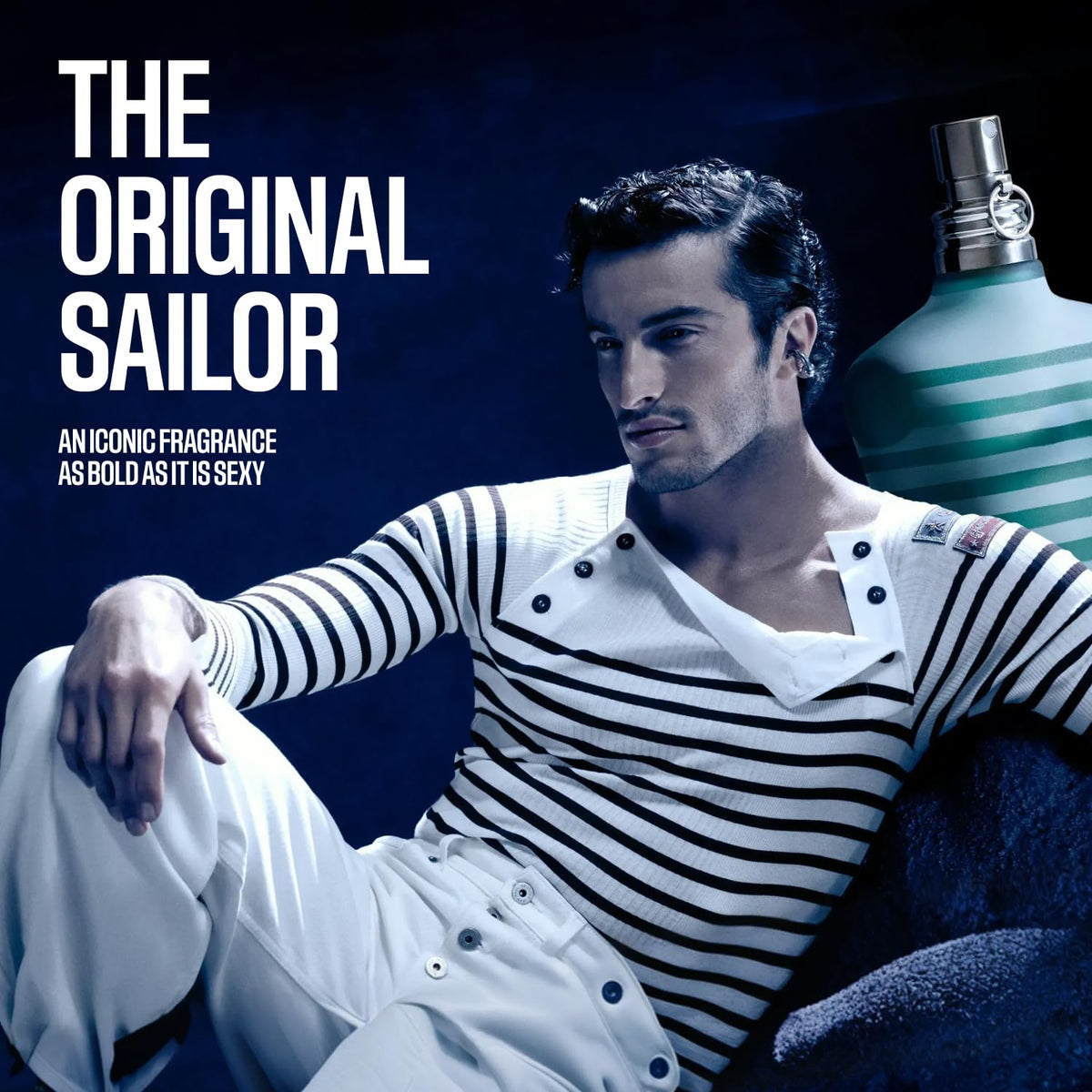 Le Male bottle with orange blossom accent inspires confident daily scent.