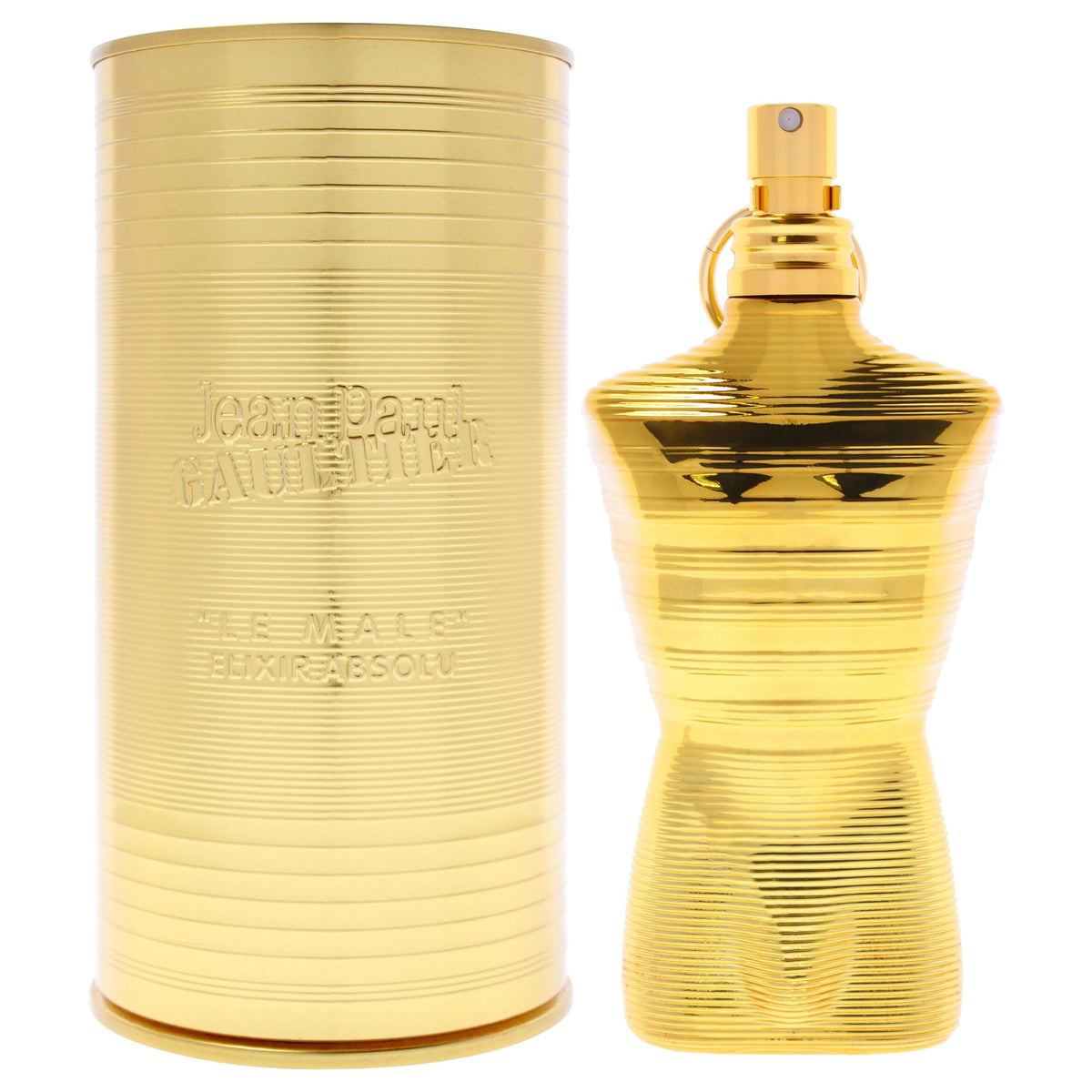 Jean Paul Gaultier Le Male Elixir Absolu Intense bottle for bold evenings.