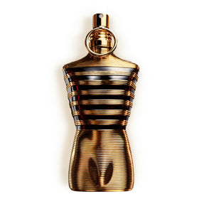 Jean Paul Gaultier Le Male Elixir bottle front shows bold presence for evening wear