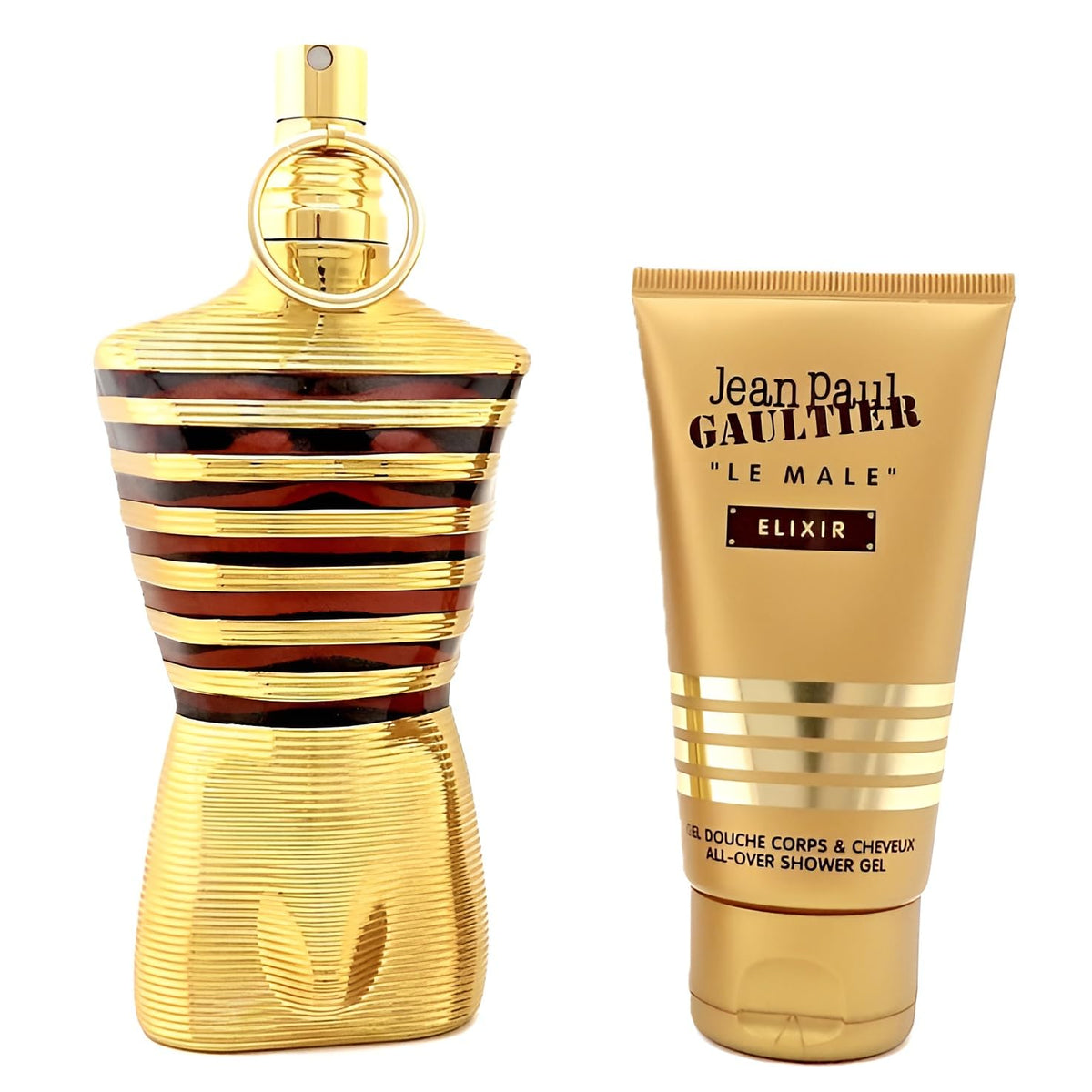 Jean Paul Gaultier Le Male Elixir parfum bottle close-up for confident evening wear.