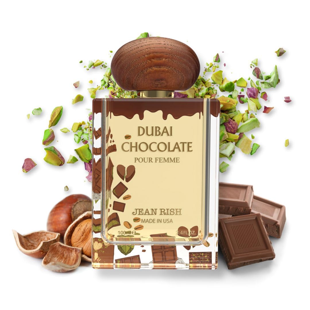 Jean Rish Dubai Chocolate saffron wafer close-up suggests layered, inviting notes.