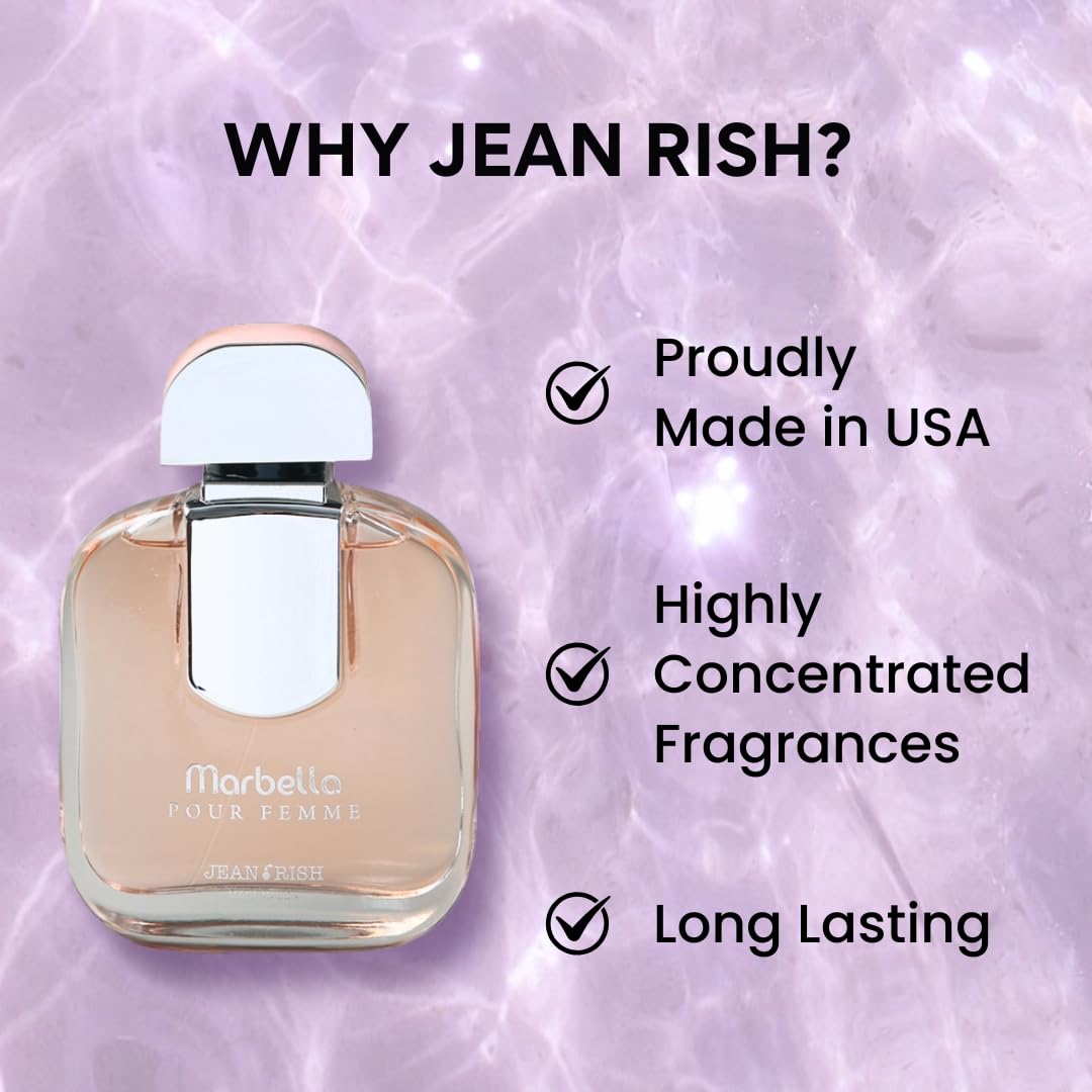 Jean Rish Marbella top notes with pear and black currant evoke a fresh, uplifting first impression.