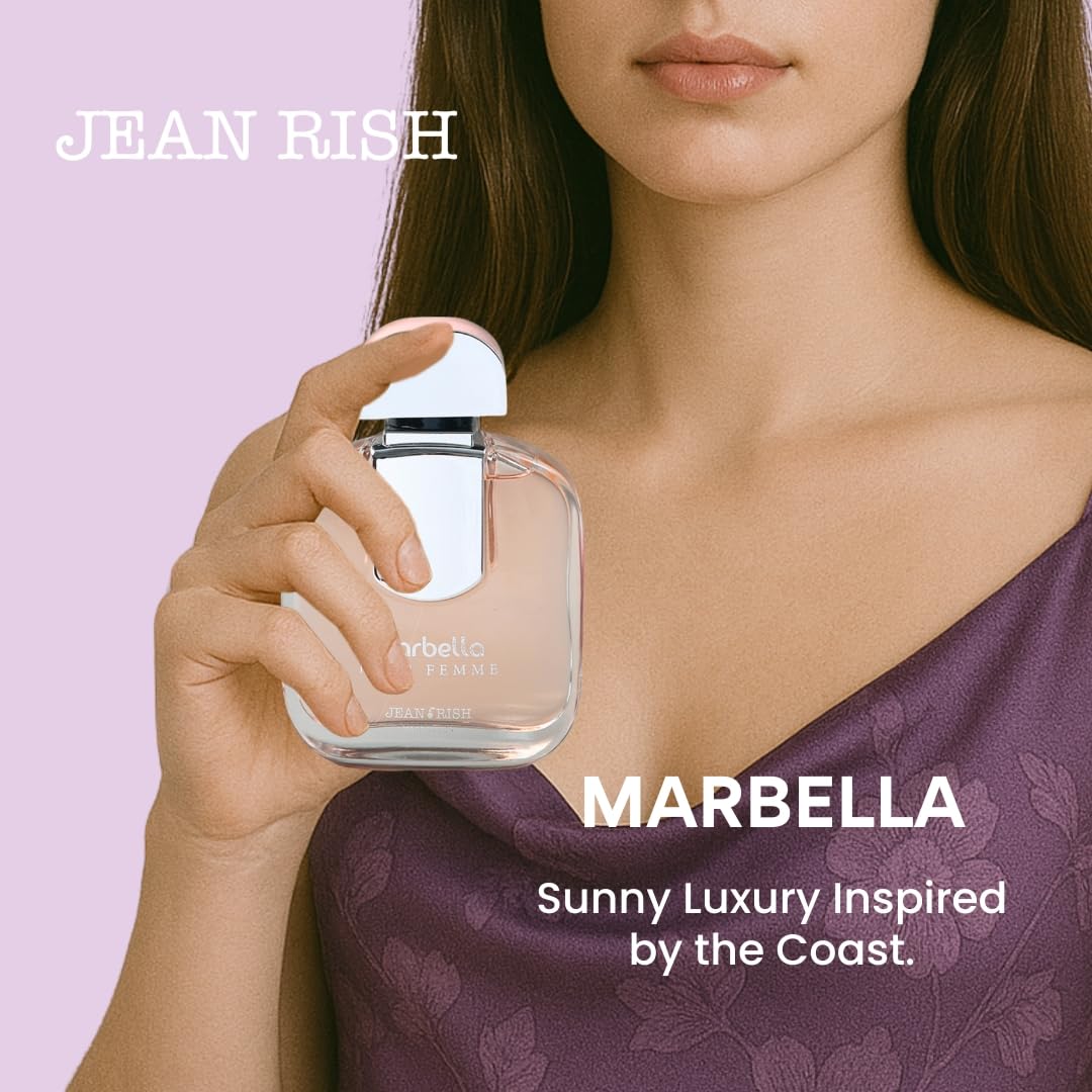 Jean Rish Marbella vanilla and patchouli base suggests warm, lasting comfort for evening wear.
