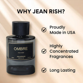 Label detail on Jean Rish Ombre, highlighting premium ingredients and USA quality.