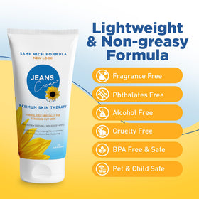 Sunburn comfort with Jeans Cream for soft, moisturized skin