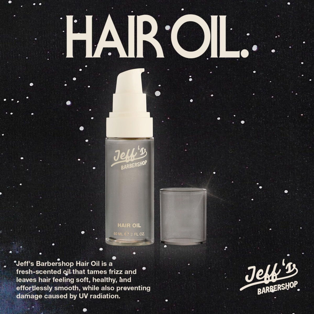 Jeffs Barbershop Hair Oil with argan oil detail for stronger, smoother hair