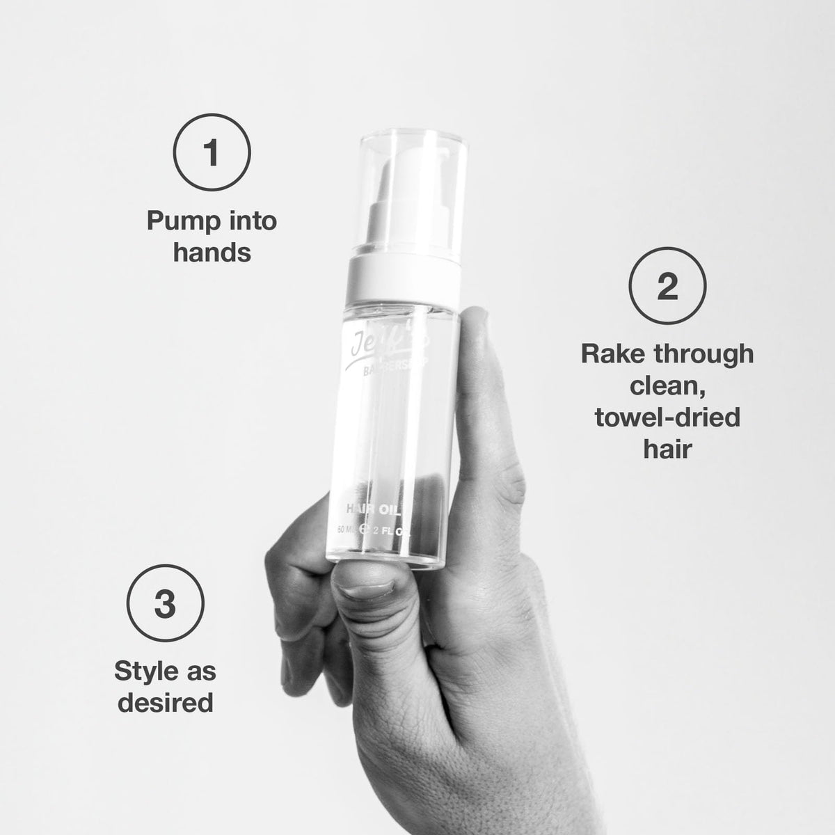 Jeffs Barbershop Hair Oil reduces frizz for manageable hair