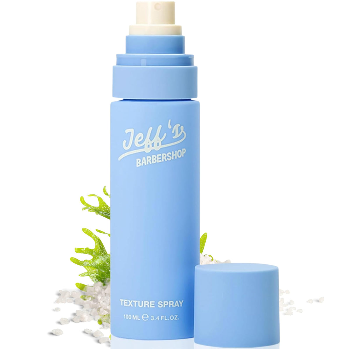 Jeff's Barbershop Sea Salt Texture Spray delivers sandalwood scent with beachy texture.