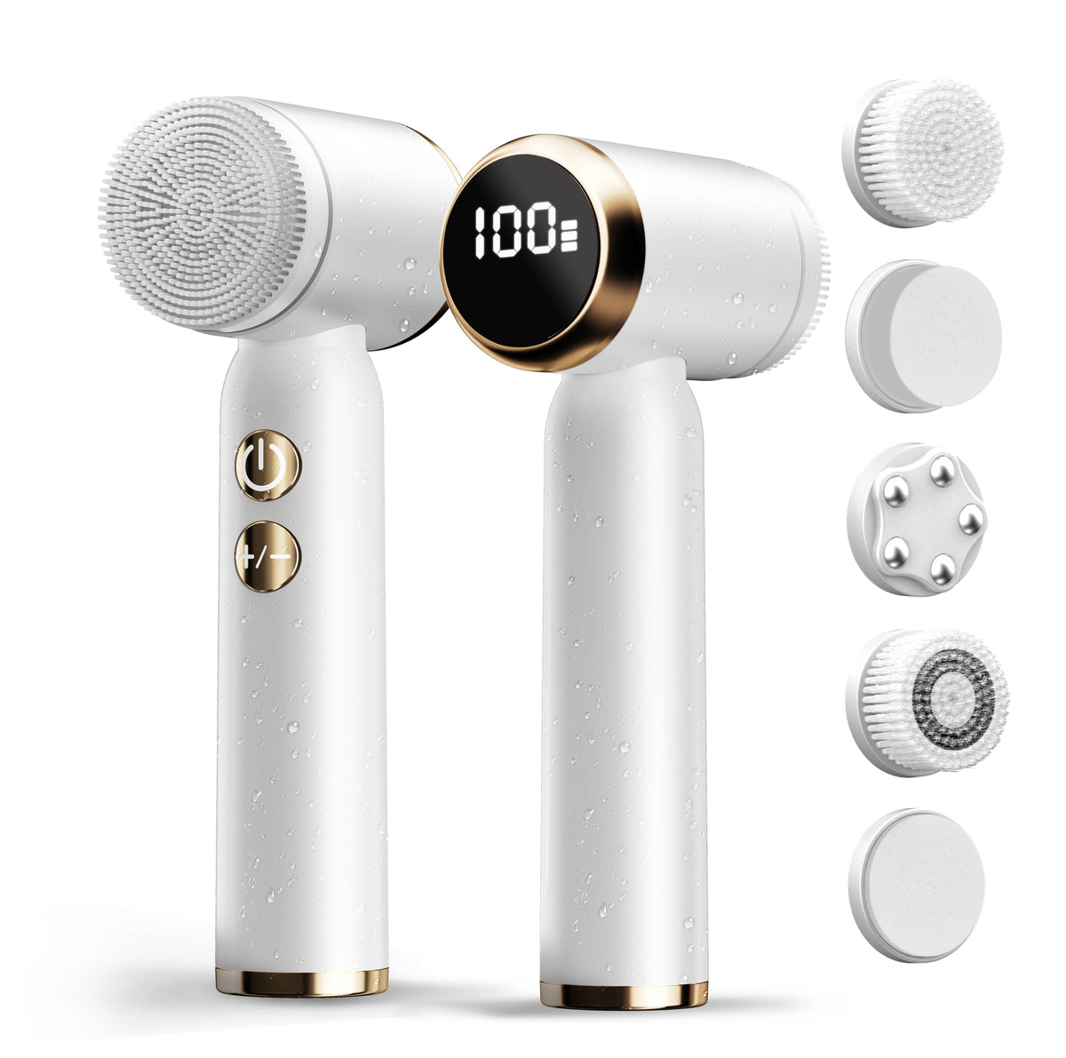 Jellystar electric face scrubber with LED display for easy battery and speed insight.