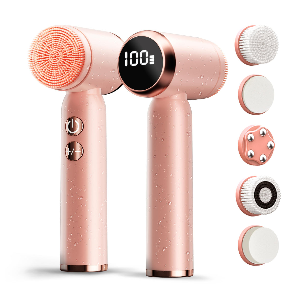Jellystar face scrubber with LED display for easy mode and battery visibility.