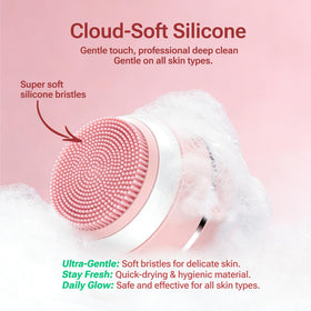 Close-up of Jellystar silicone brush for gentle exfoliation.
