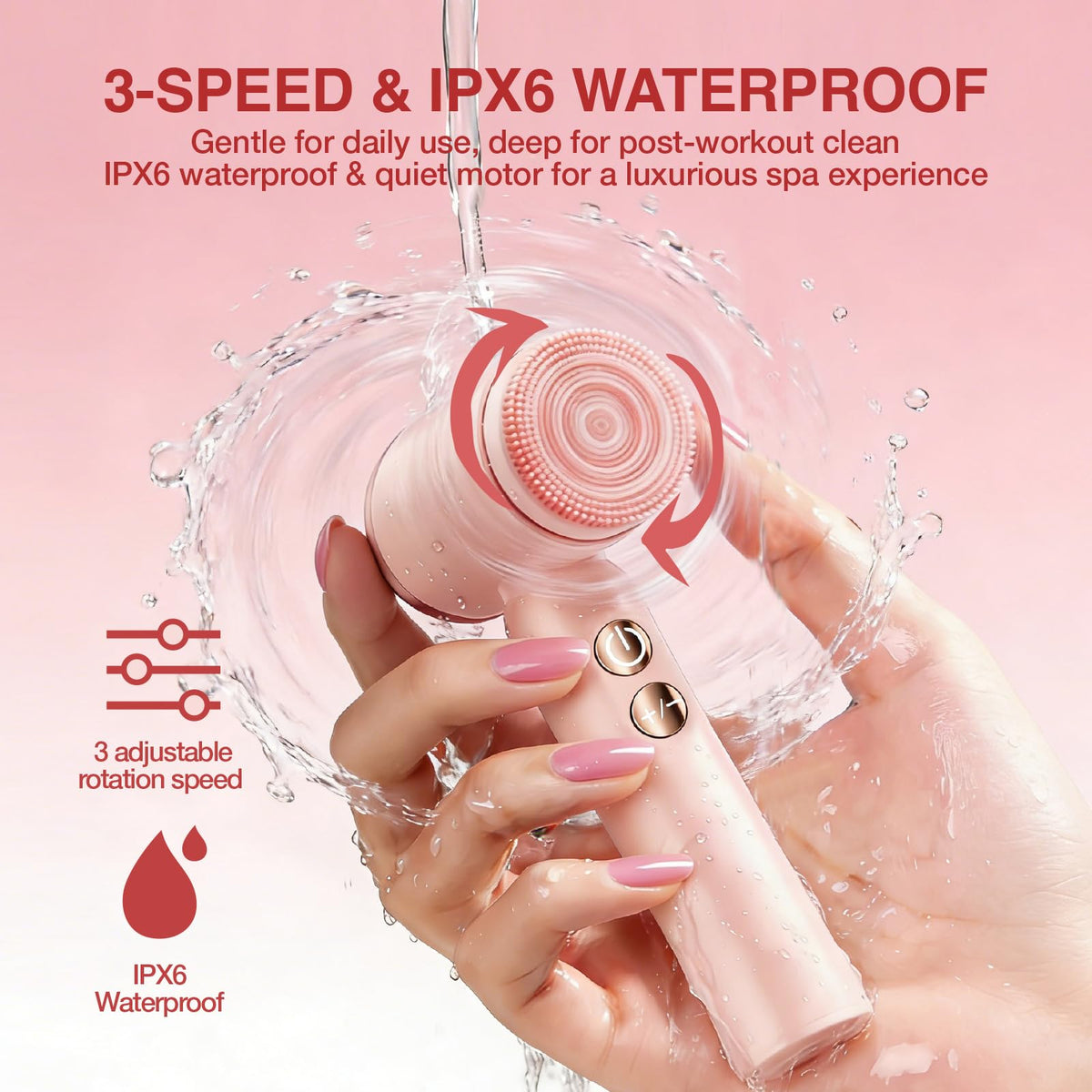 Jellystar Silicone Head provides gentle, dry-skin friendly cleansing.