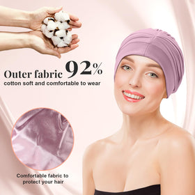 JenPen silk satin sleep cap blue provides a gentle, comfortable fit with stretch.