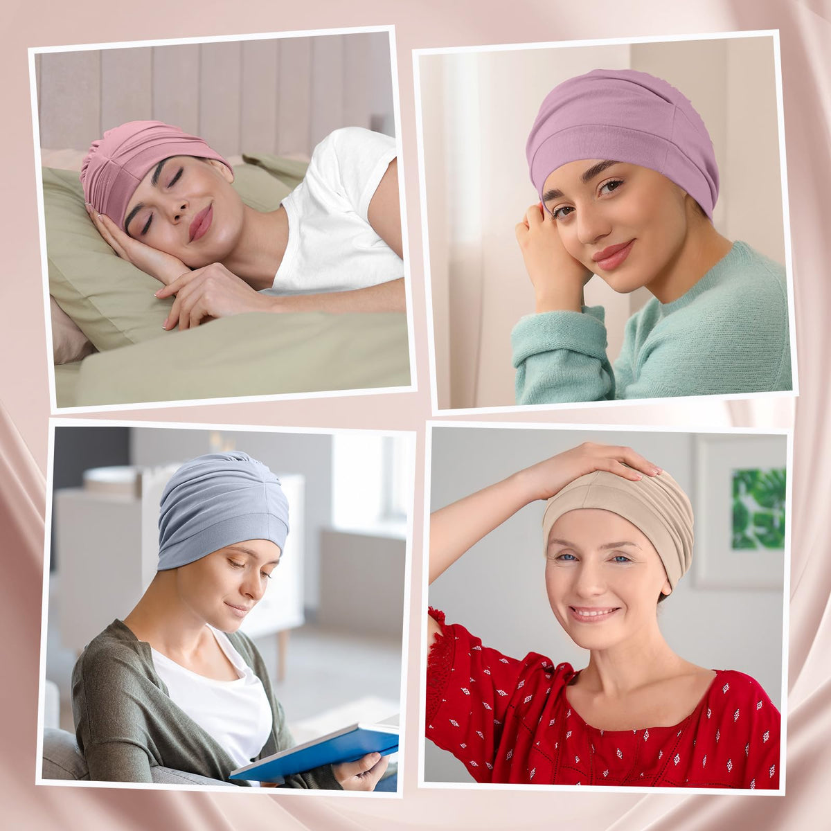 JenPen multi-use satin bonnet is suitable for sleep, lounging, and outings.