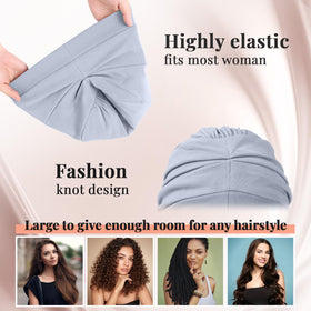 JenPen pleated-design satin bonnet offers versatile wear and styling options.