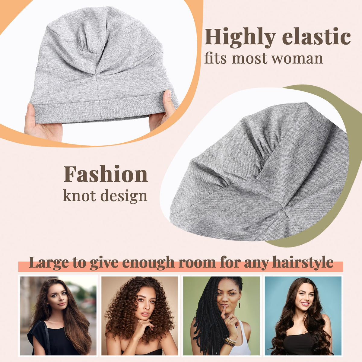 JenPen khaki satin bonnet pairs casual style with hair protection.