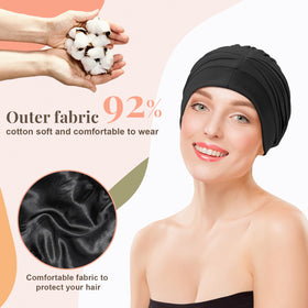 JenPen sleeping bonnet in white preserves moisture for a smooth look.
