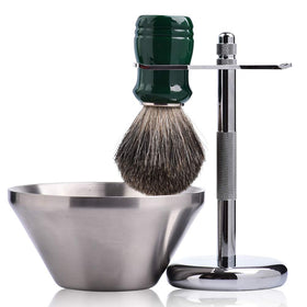 JEQUIL&CORENVEO Shaving Set with pure badger brush for a smooth, rich lather