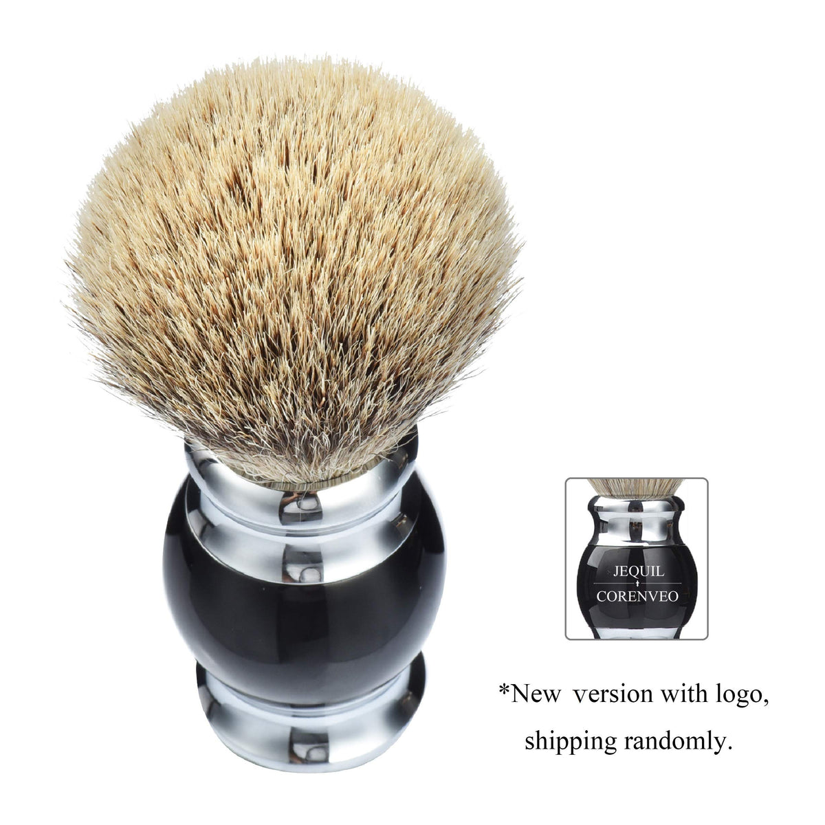JEQUIL&CORENVEO bristles closeup shows soft silvertip for gentle shaving.