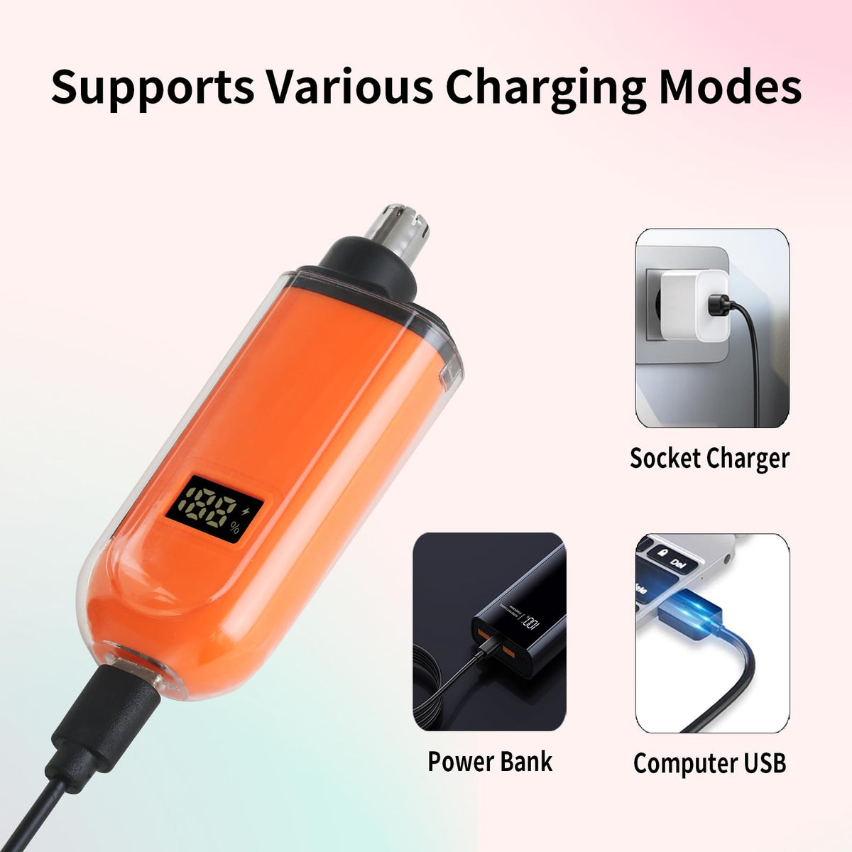 JERBEST nose trimmer with one-button operation for quick trims.