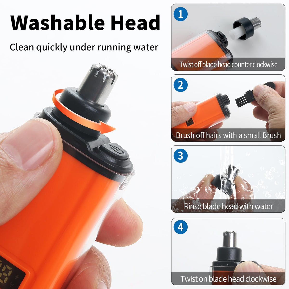 JERBEST nose trimmer USB-C charging for ready on the go.