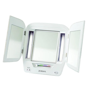 JERDON JGL10W tri-fold makeup mirror with lights for precise makeup