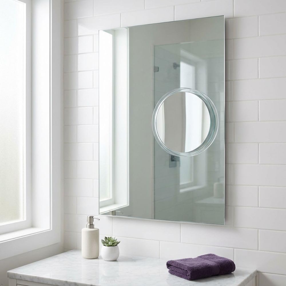 Jerdon JSC5 white finish mirror suitable for modern bathrooms or desks.