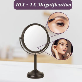 Round 6-inch mirror fits compact countertops for daily use
