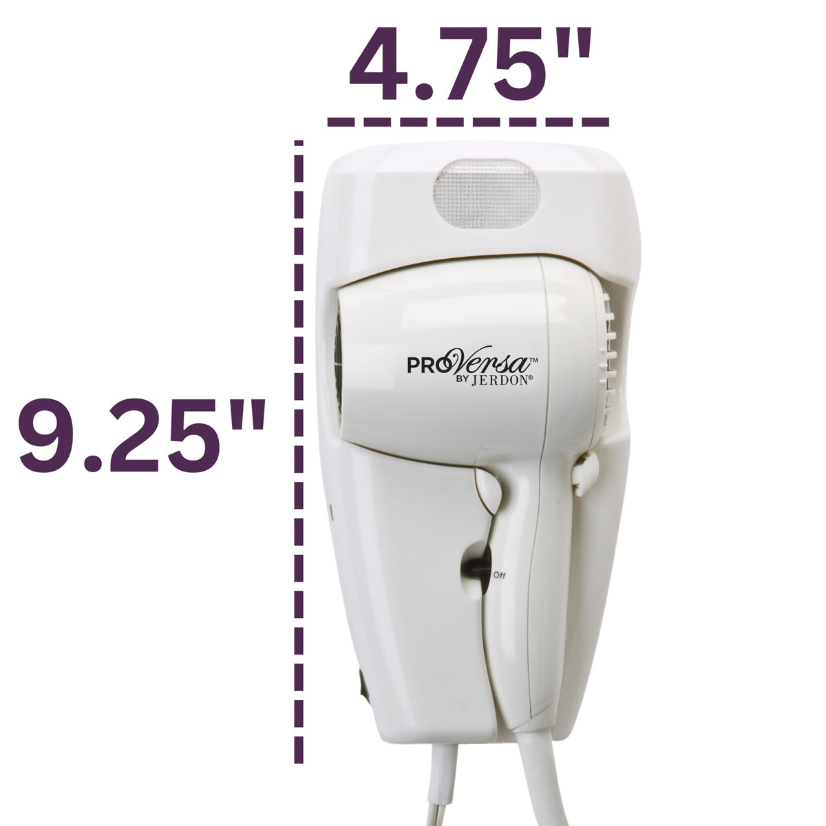 Jerdon JWM8C wall-mount dryer installation with wall-caddy and nightlight for daily use