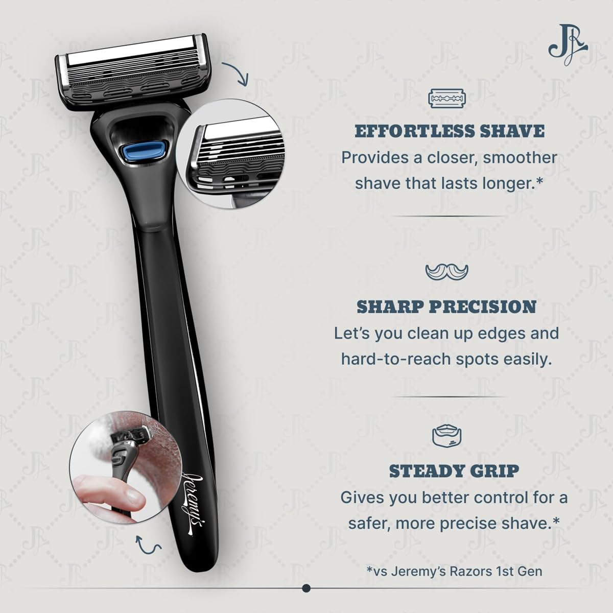 Jeremy's precision trimmer helps shape hairlines and reach tricky spots